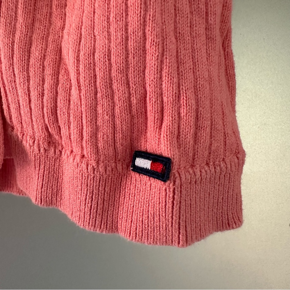 Tommy Hilfiger Coral Ribbed Cardigan w pink trim - Picture 7 of 7